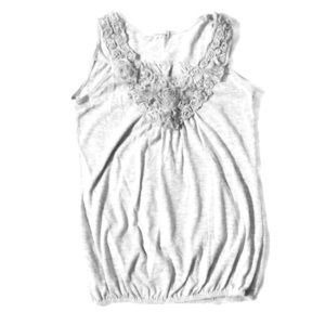 Grey Tank Top with a Luxurious Lace Collar